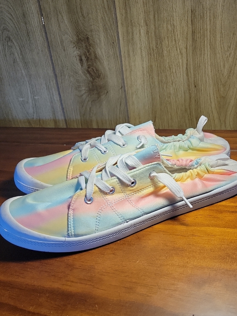 Ashley Blue Pastel Rainbow Tie-Dye Slip-On Sneakers